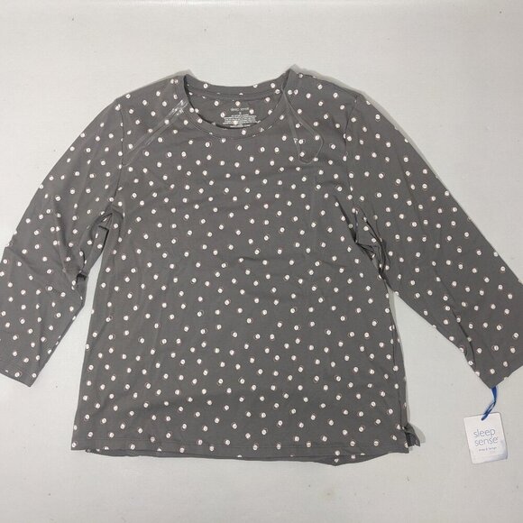 NEW-Size S Womans Sleep Sense 3/4 Sleeve Crew Neck Sleep Shirt Cotton Blend Gray - Picture 1 of 9